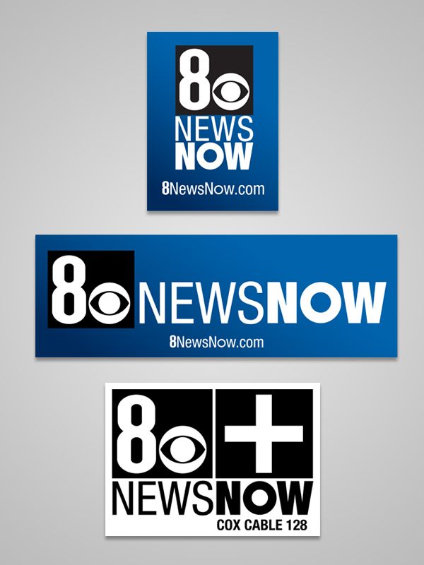 8 News Now logo lockup variations — app icon, banner, cable tag