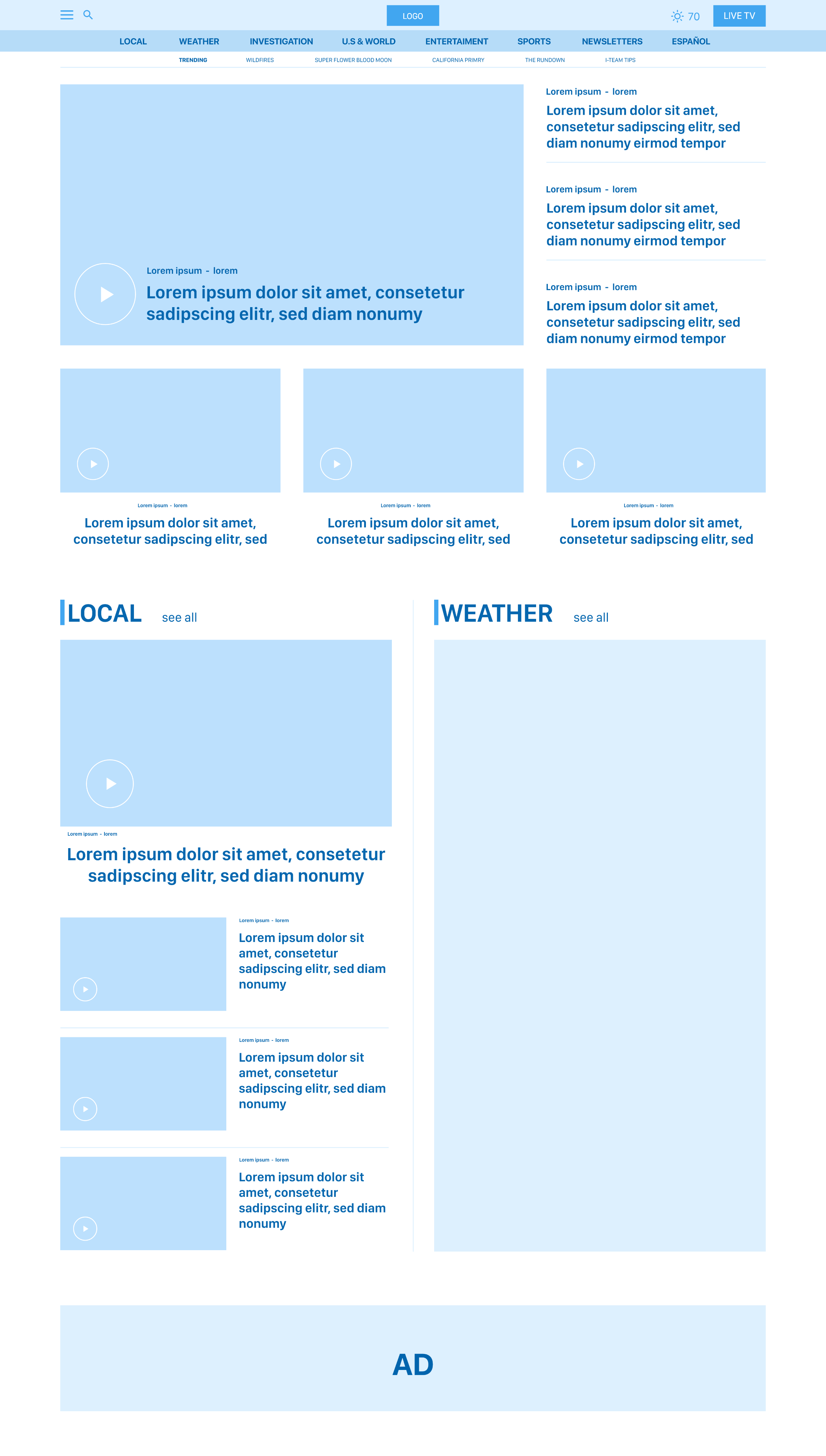 Desktop wireframe