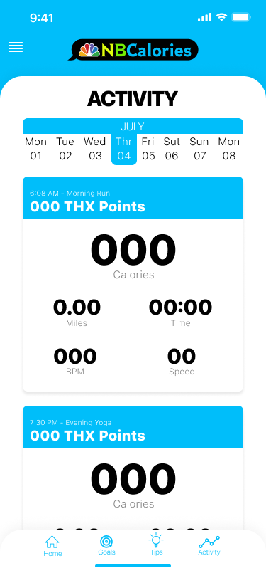 Mobile mockup — activity