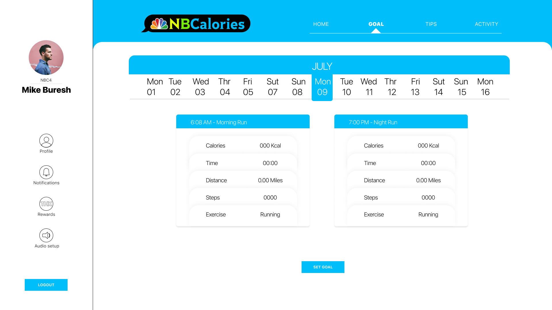 Web mockup — goals