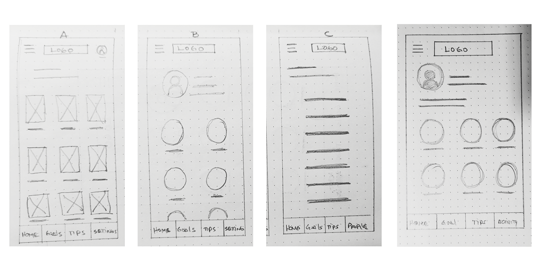Paper wireframe — mobile app